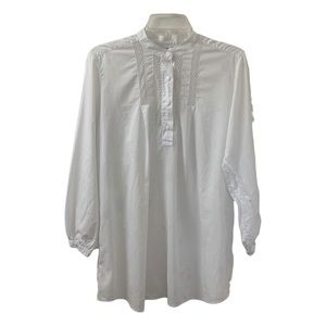 Agnes b. Size 1 US Size 4 Tunic Blouse Boho White Cotton Long Sleeves Large